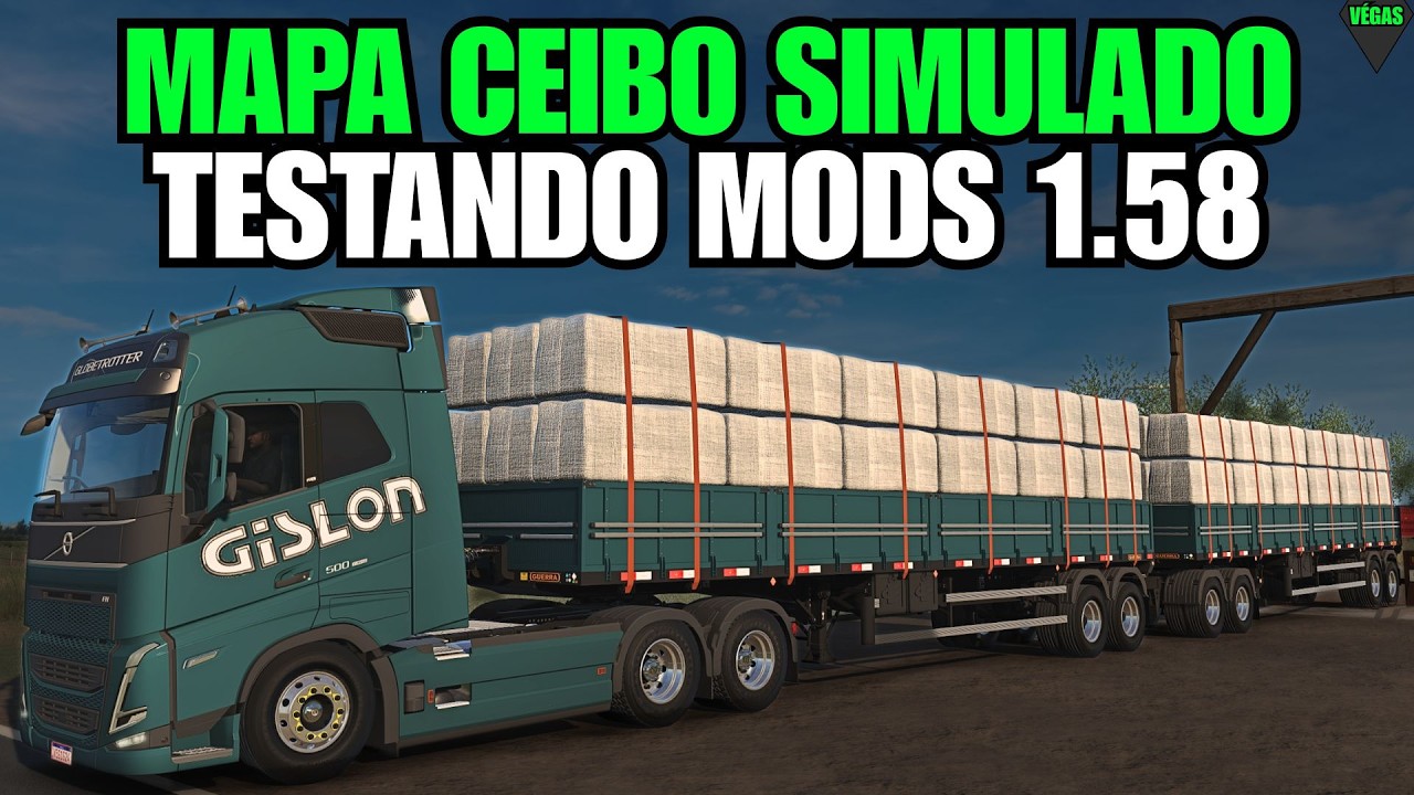 ETS2 - toda a simulação do mapa CEIBO - volvo fh500 + rodotrem 30m
