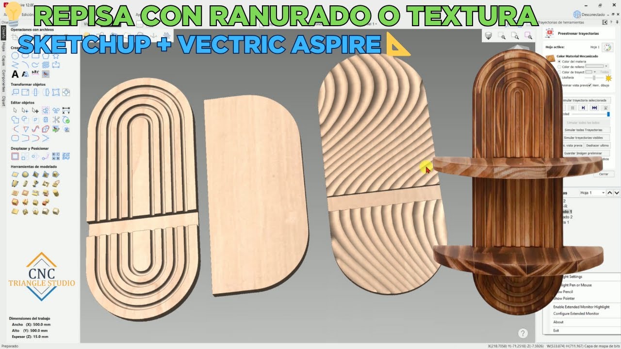 Repisa con Ranurado y Textura | SketchUp + Vectric Aspire 📐🛠️