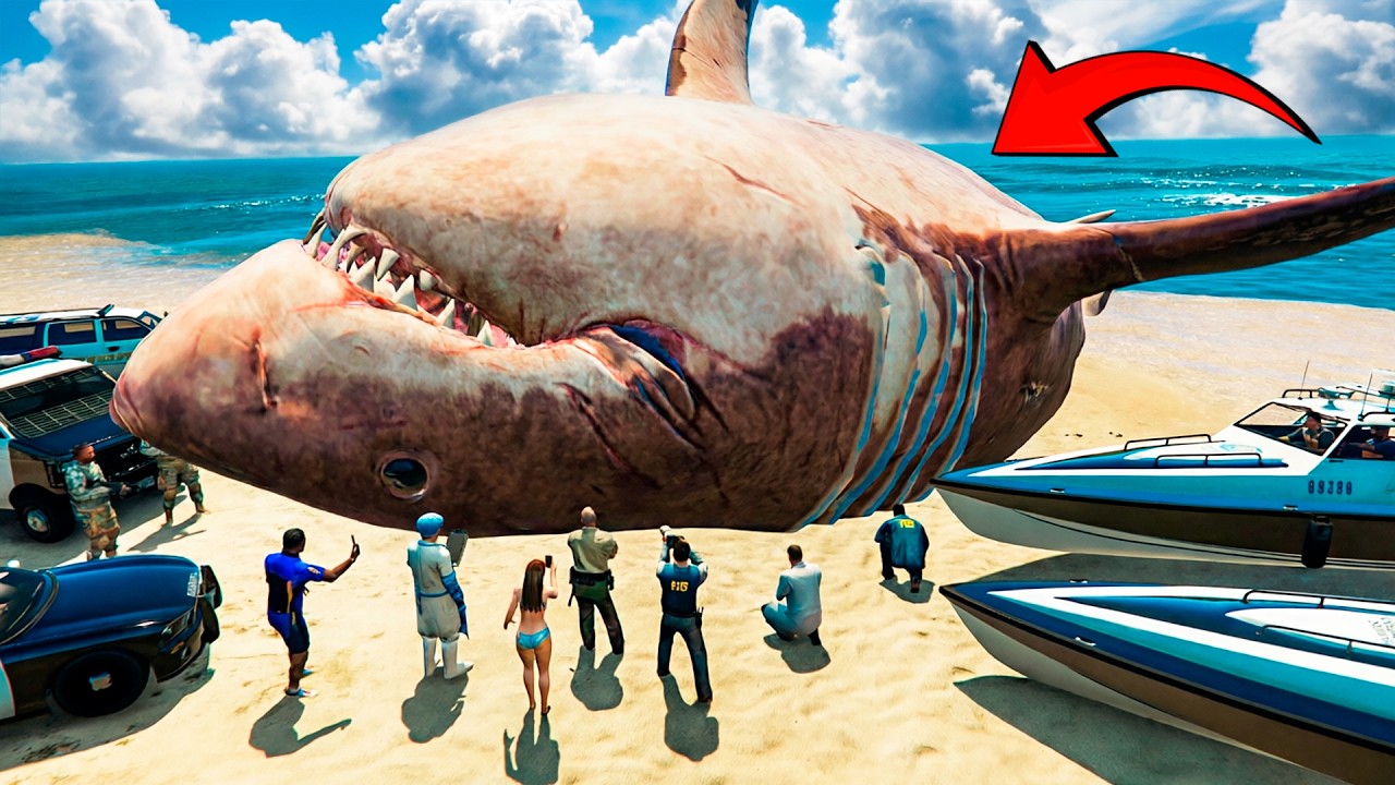 عُثر على ميغالودون عملاق في لعبة GTA 5! أكبر سمكة قرش ميغالودون في لعبة GTA 5 أونلاين