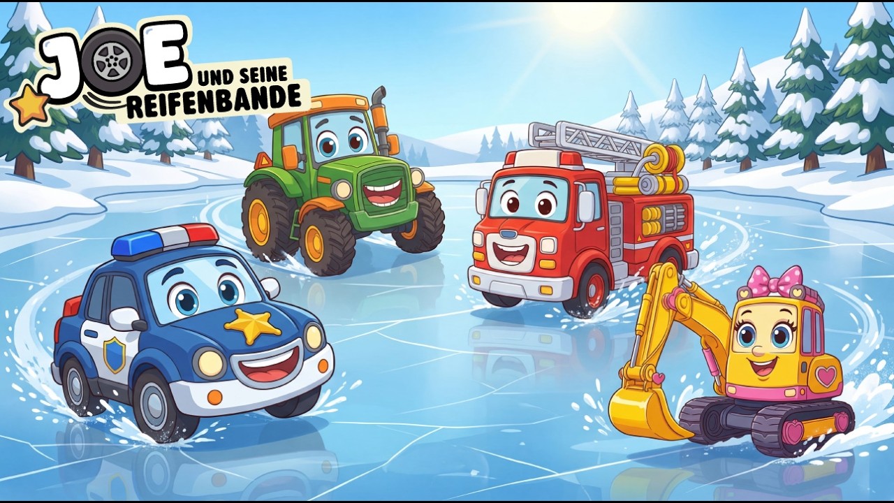 Polizeiauto Joe & Traktor Tim im Schnee ❄️ | Rutschparty! | Kinderlied zum Mitsingen