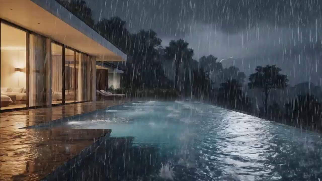 Live Peaceful Storm at a Rainy Villa | ASMR for Relaxation