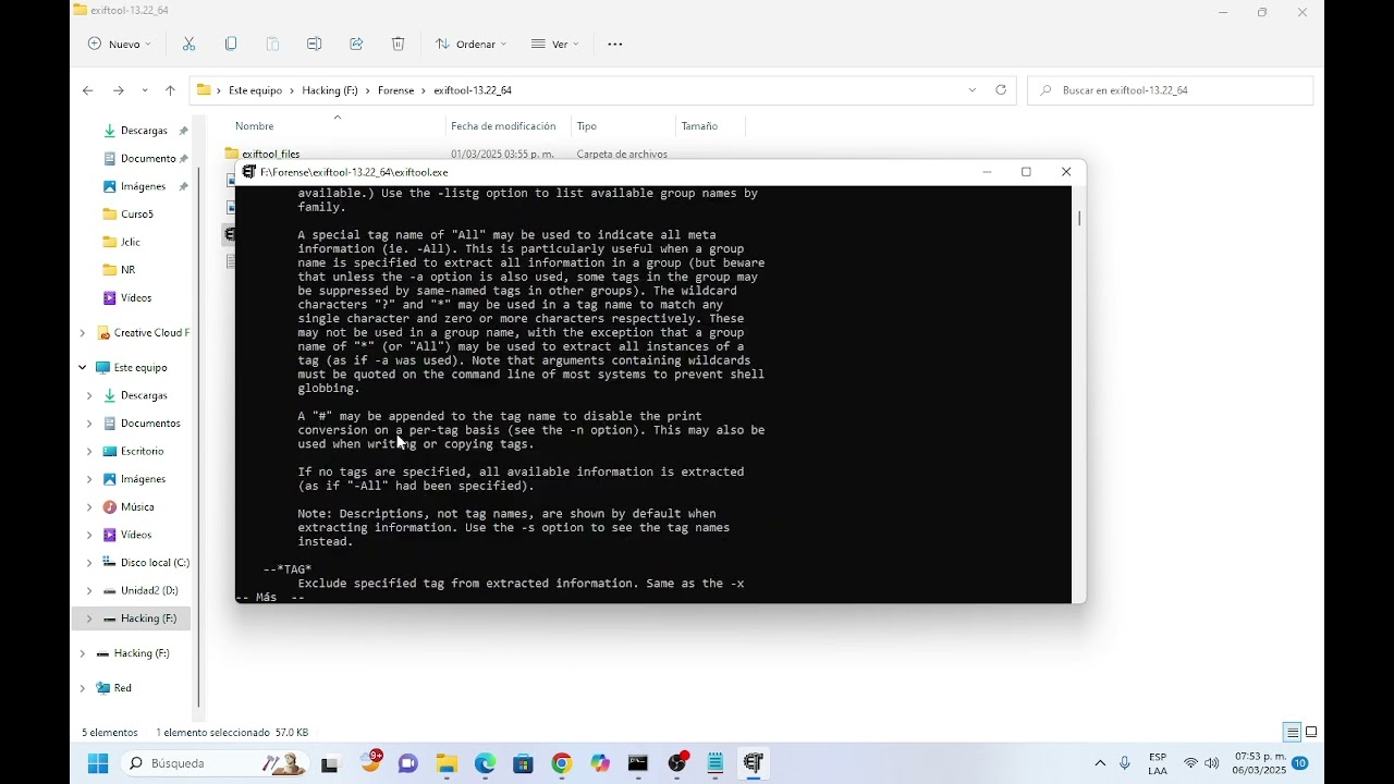 Exiftool herramienta de análisis, extracción y modificación de metadatos en archivos