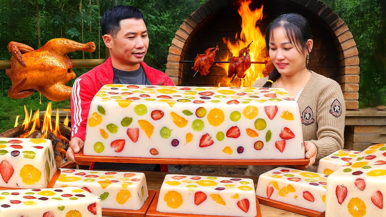Small Family Enjoys Grilled Chicken & Delicious Fruit and Milk Dessert | Phuc An Daily Life