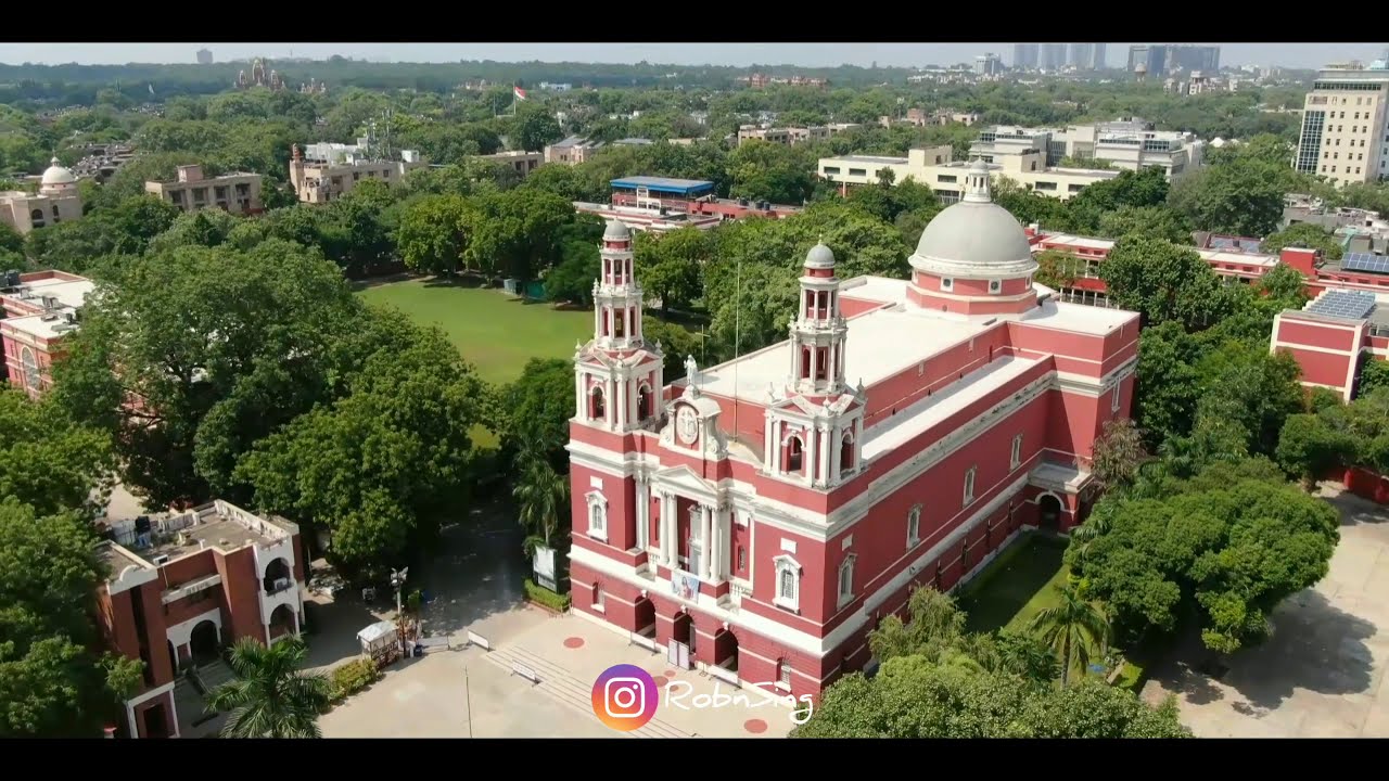 Delhi Drone View Sacred Heart Cathedral,  Bangla Sahib Gurdwara , Delhi Police Headquarter