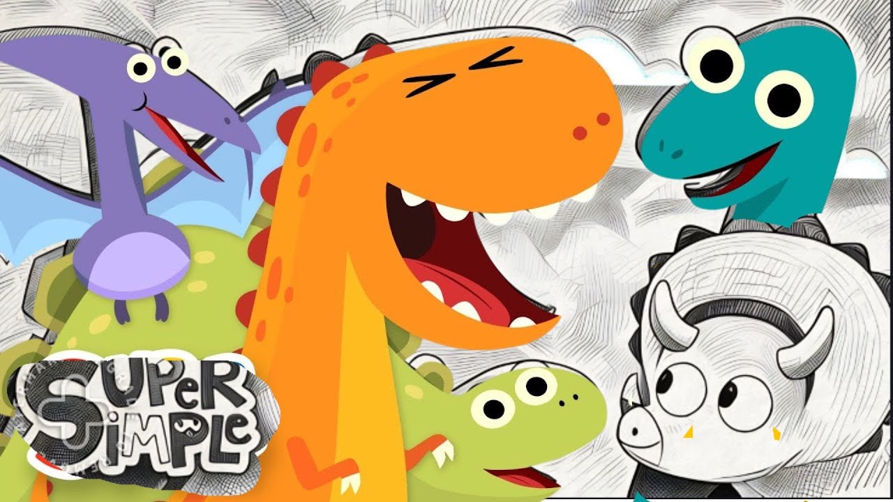 10 Little Dinosaurs | Let's Draw and Color With | Super Simple Songs | Kids Songs