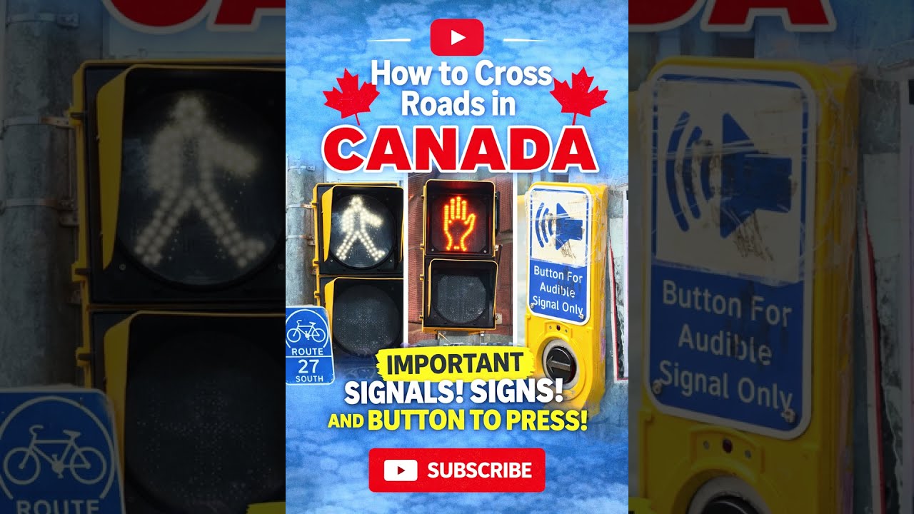 Learn how to cross roads safely! Pedestrian signals, signs & the crossing button explained🇨🇦🚦#canada