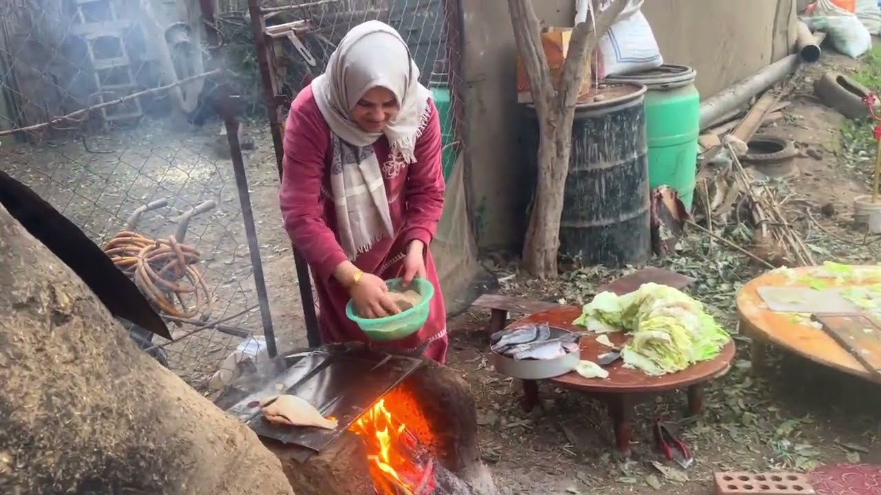 يوم مرهق من اوله ولاكن فطرنا باكله سمك مشوي علي الكانون