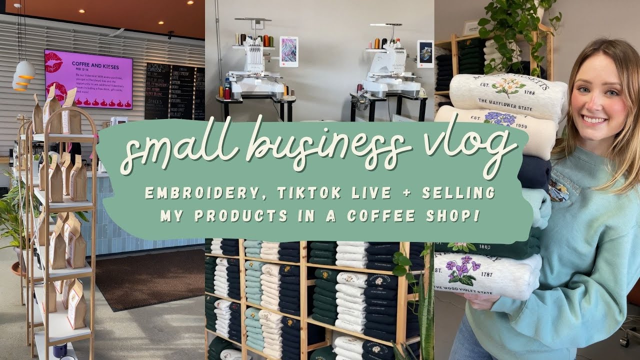 Embroidering, Going Live On TikTok + Selling My Products At A Coffee Shop! | Small Business Vlog #03