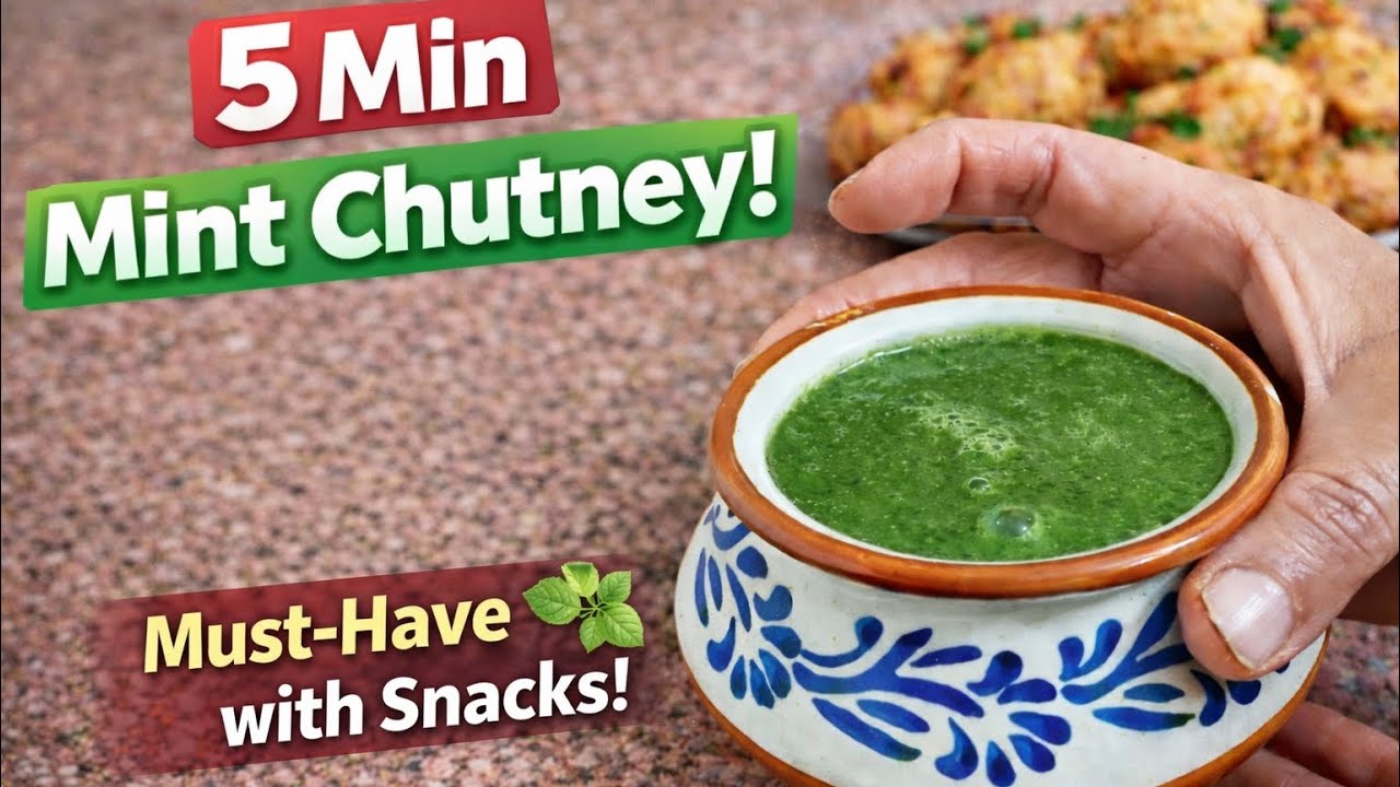 5-Minutes Mint Chutney Recipe 🌿 | Holi Special Pudina Chutney for Snacks, Pakoras & Parathas