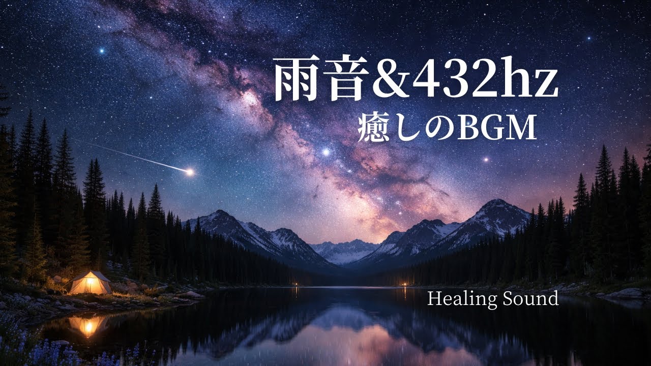 【30分】雨音×432Hz｜深く眠れる癒しのBGM｜星空の湖で整うヒーリングサウンド
