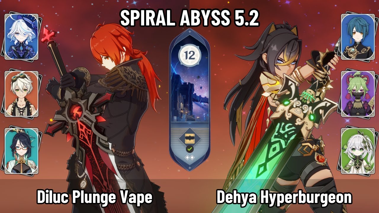 C1 Diluc Furina Plunge Vaporize | C4 Dehya Hyperburgeon Team | New Spiral Abyss 5.2 | Genshin Impact
