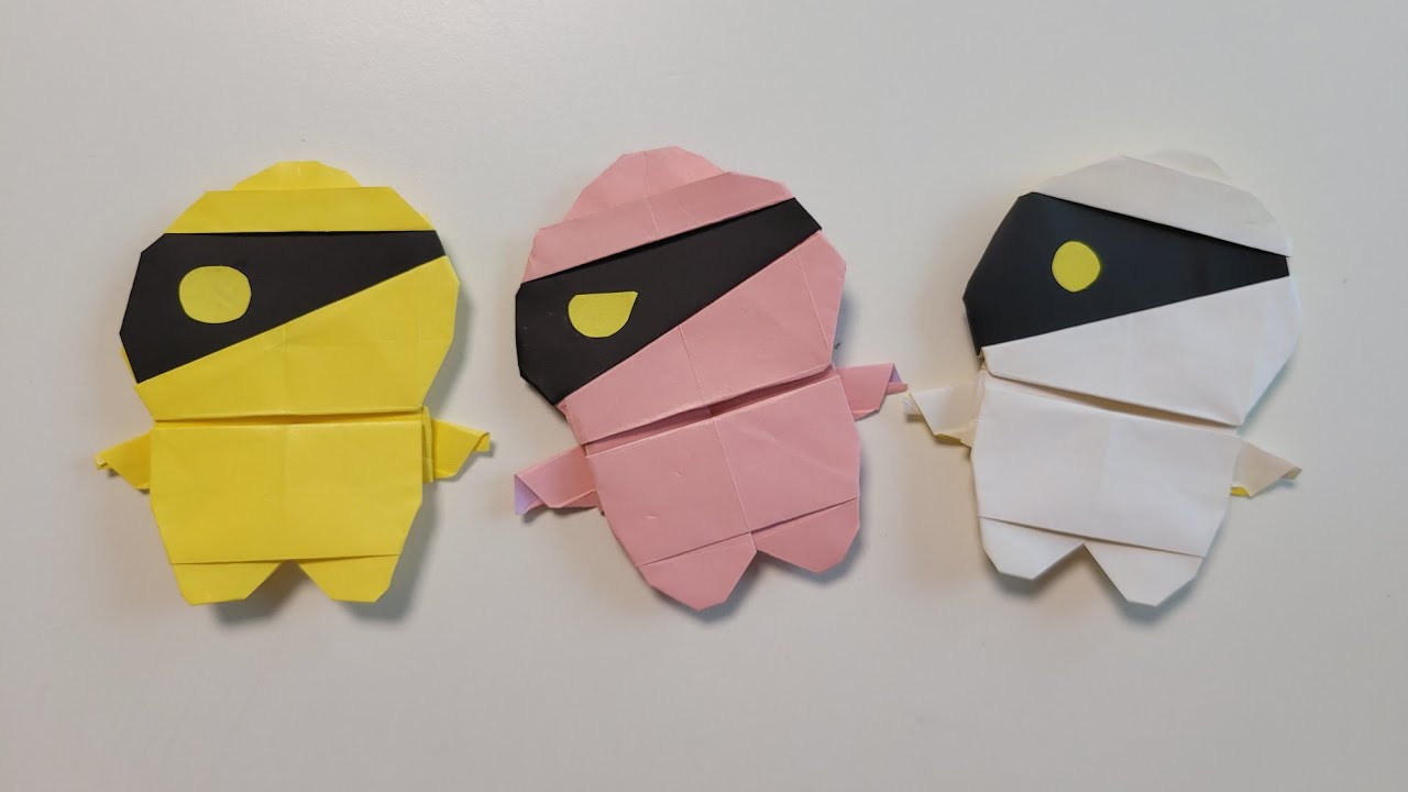 색종이접기-미라종이접기(미라접기,할로윈,할로윈종이접기,mummy paper folding, mummy folding, wheat,origami,재미있는종이접기,종이접기,하이루)
