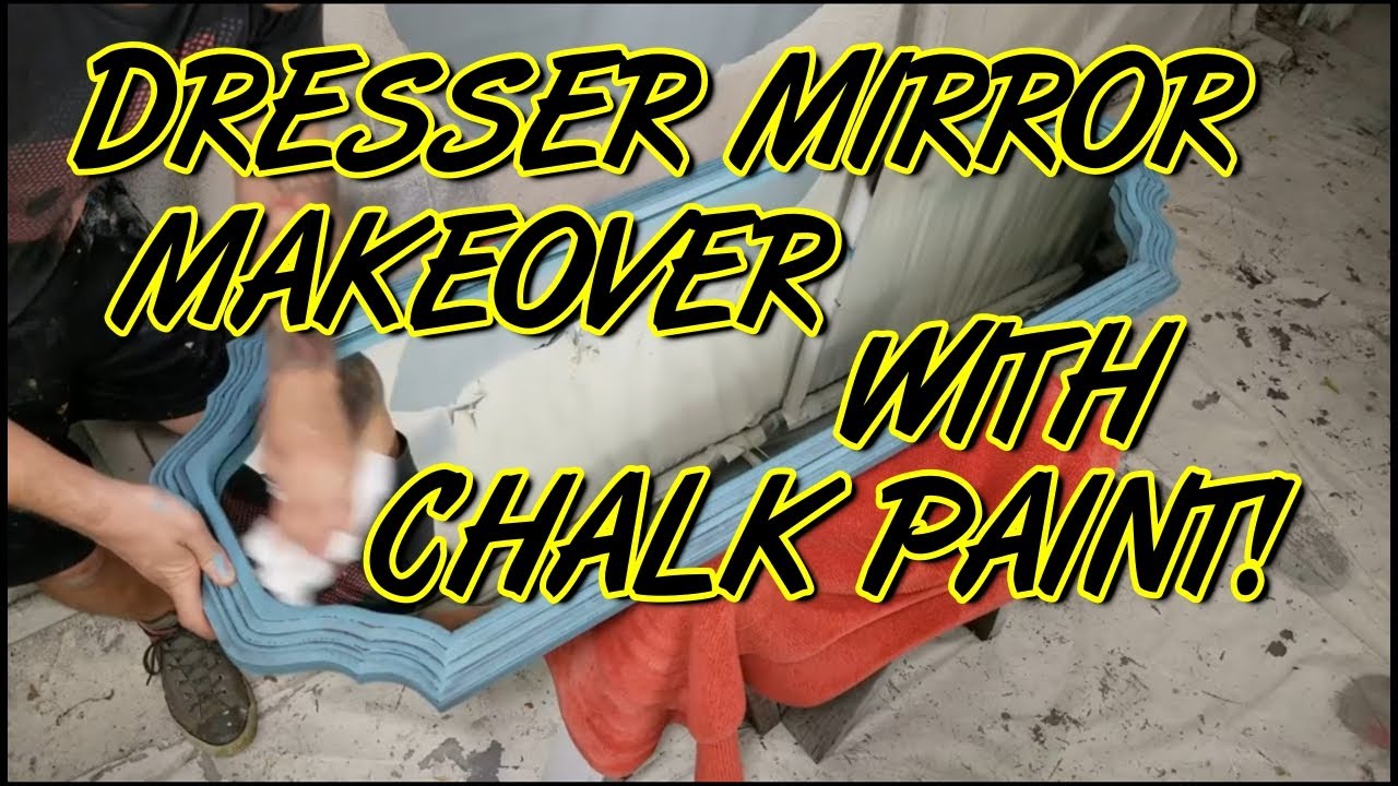 Vintage Dresser Mirror Makeover with Turquoise Chalk Paint and Brown Wax Glazing