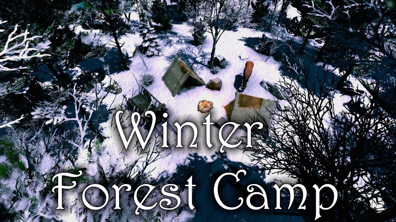 Winter Forest Camp (no music) | Relaxing Medieval Fantasy Ambience