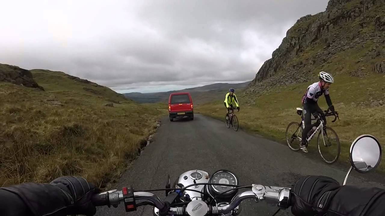 The Hardknott pass Cumbria on a 1959 Triumph 5TA