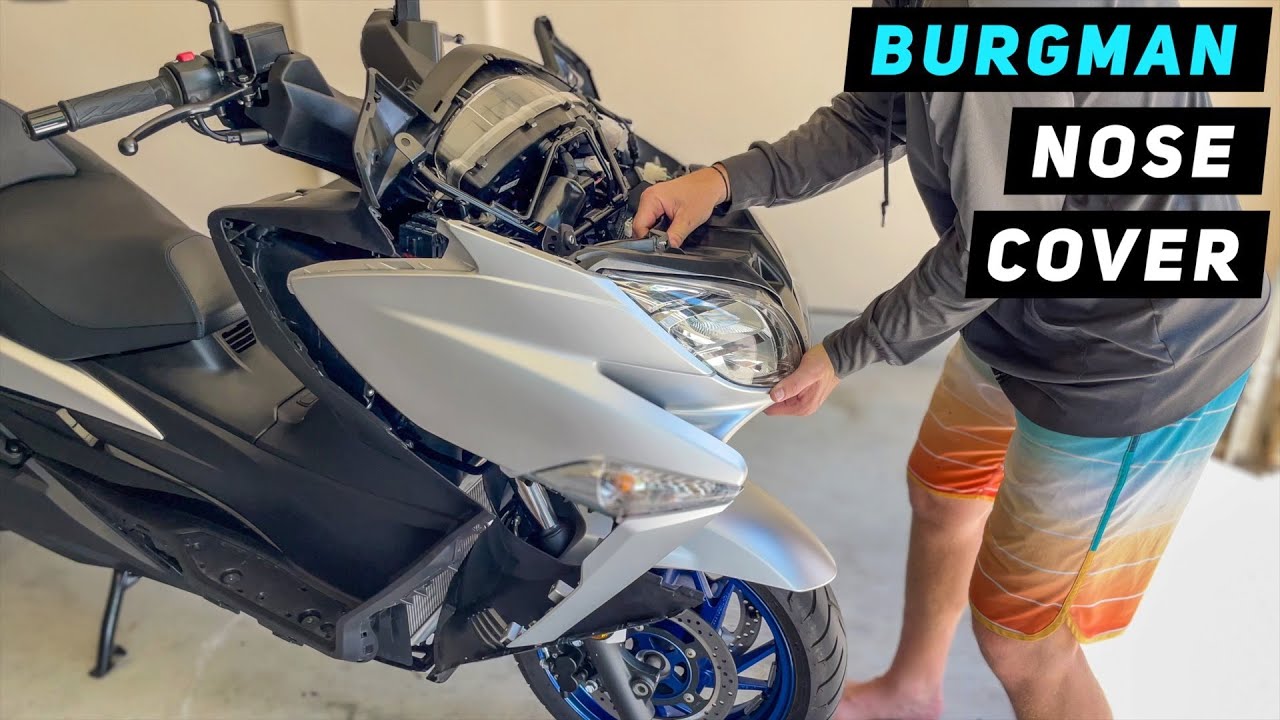 Suzuki Burgman 400 - Front Nose Cover Removal / Installation 2017 - Current | Mitch's Scooter Stuff