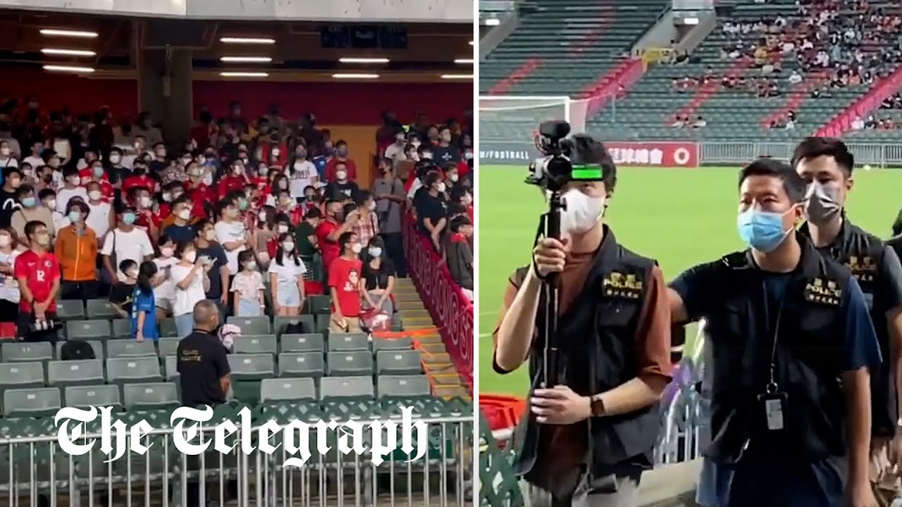 Hong Kong football fans boo China's national anthem at first match since security bill enacted