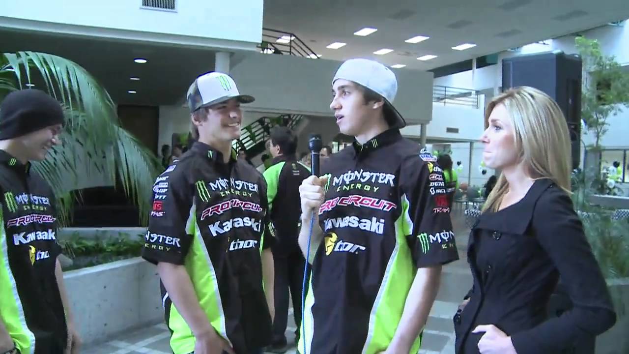 Dean Wilson, Broc Tickle, Blake Baggett at Kawasaki 2011 Supercross team intros