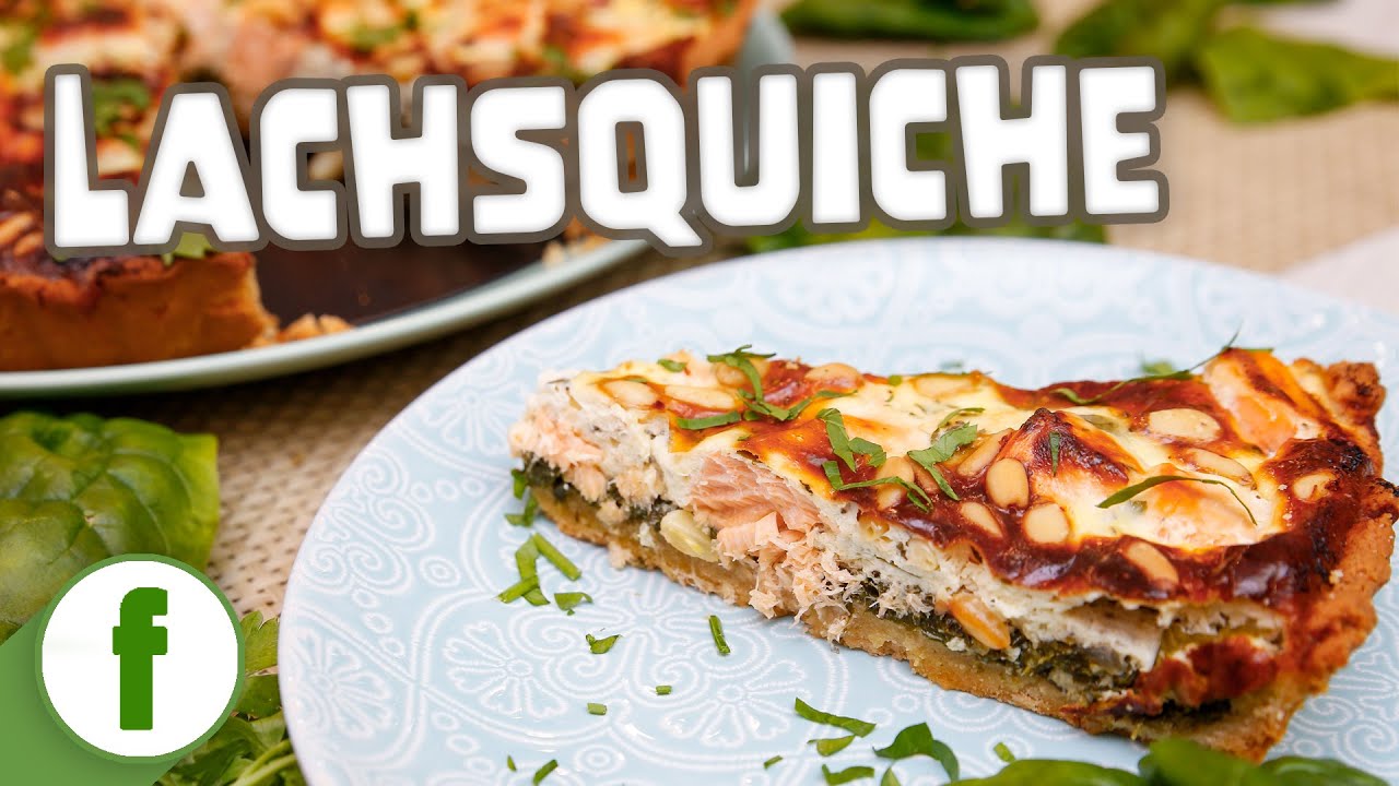 Herzhafte und knusprige Lachs Quiche mit Spinat und Saurer Sahne | Einfaches Rezept