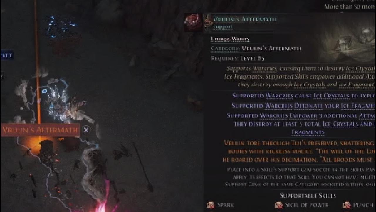 Path of Exile 2 Vruun's Aftermath Drop Location New Lineage Support Gem Ice Crystal Warcries