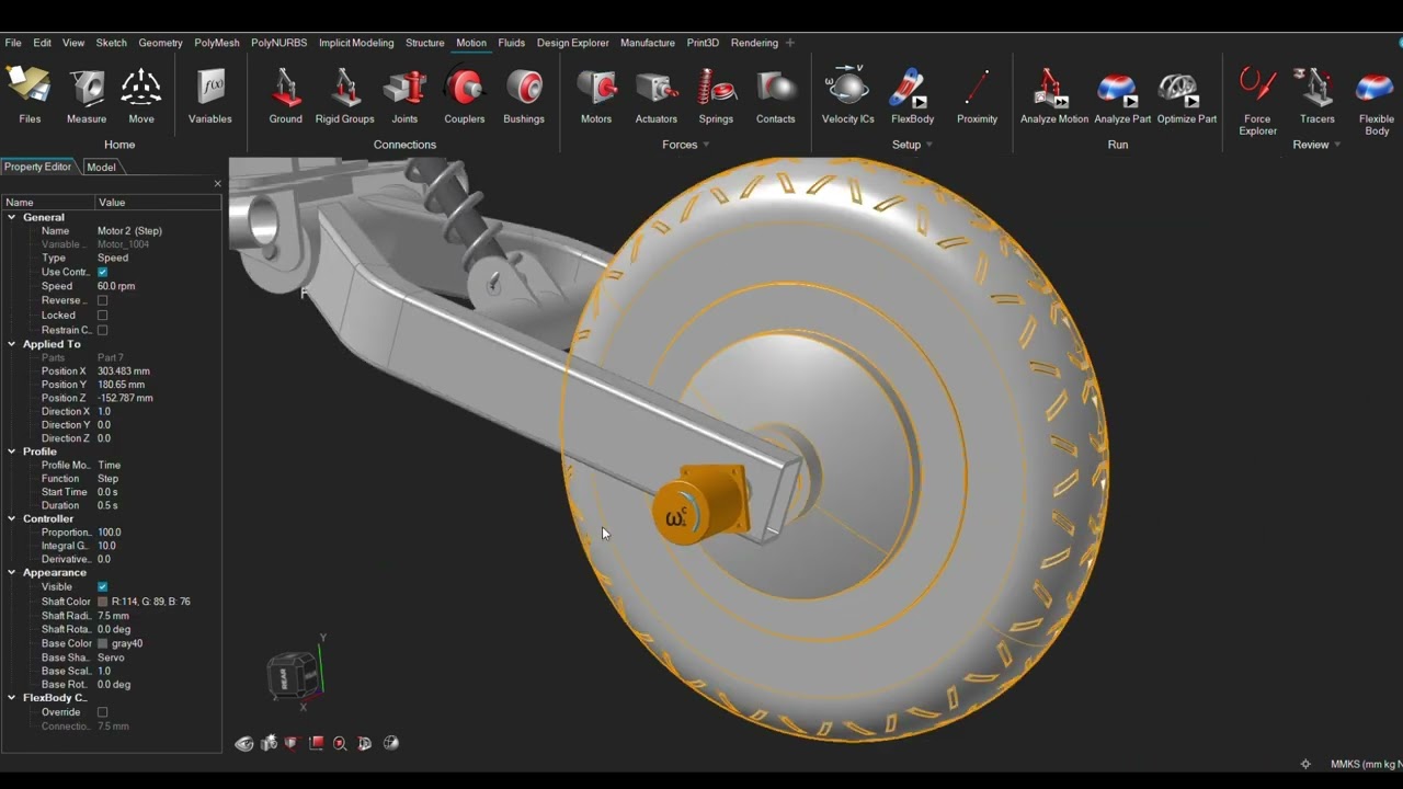 Multimotion dynamics of e-scooter swingarm by Altair inspire Software