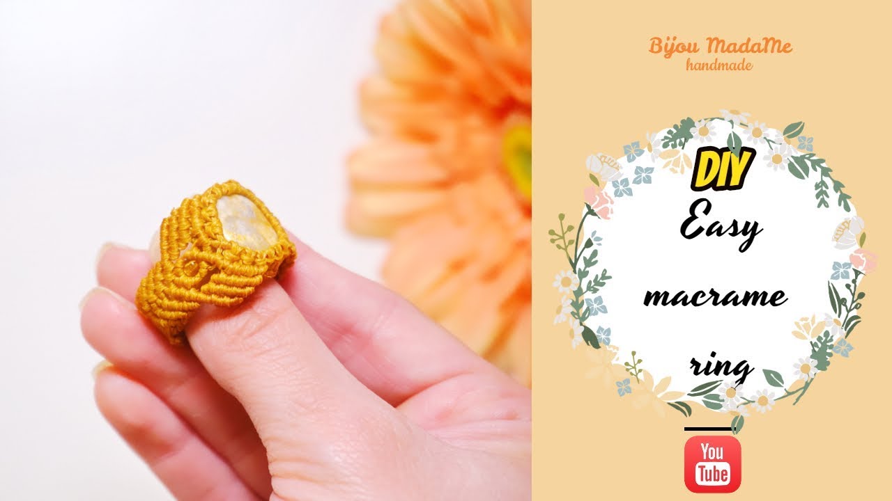 DIY easy macrame ring | How to make a ring with gemstone | DIY macrame jewelry