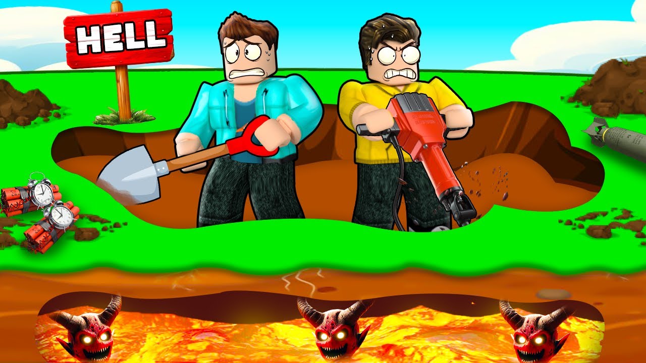 DIGGING IN EARTH TO THE HELL IN ROBLOX !!