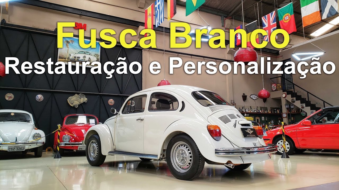 Lindo Fusca Branco restaurado e personalizado para o cliente! Trocar Autos Antigos