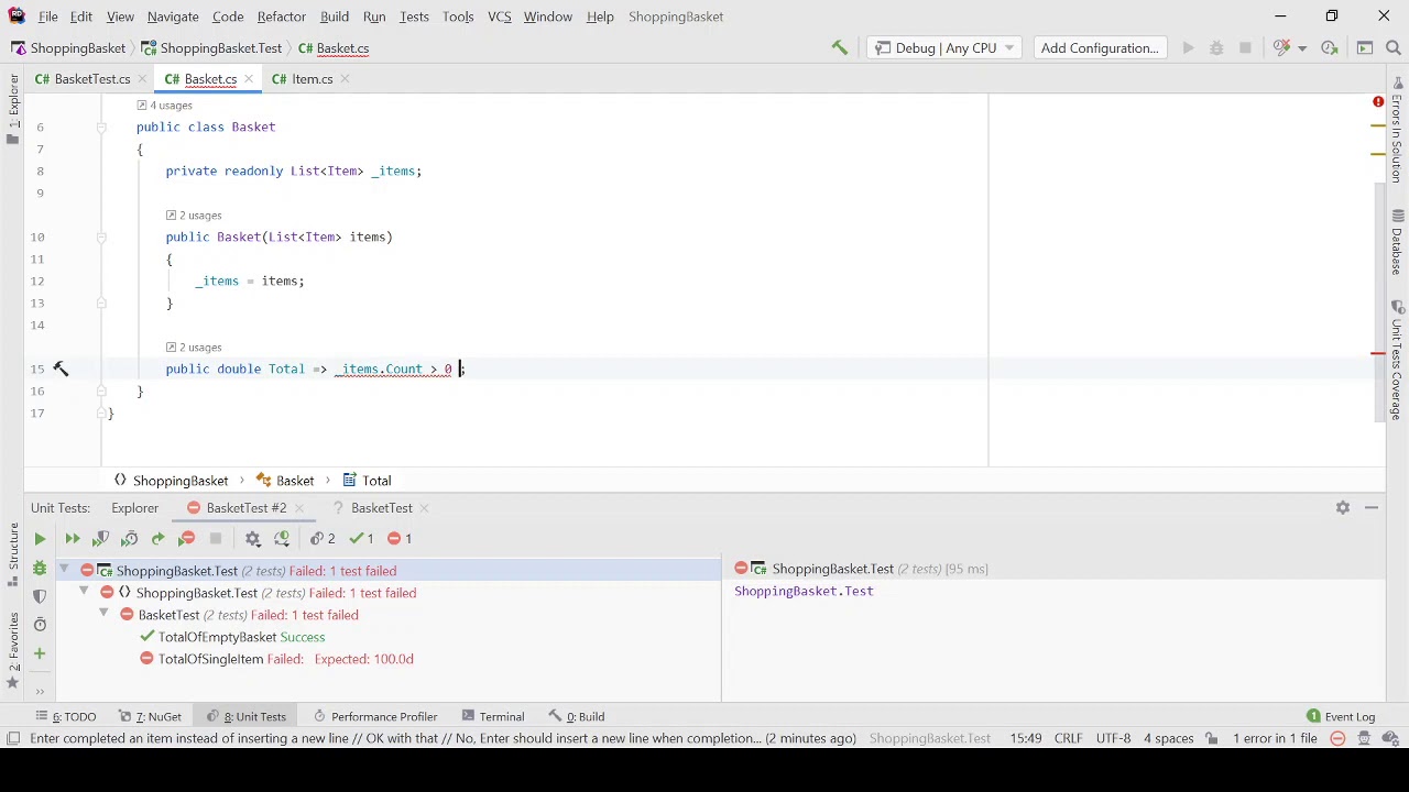 Test-Driven Development (TDD) in C# - The 3 Steps of TDD