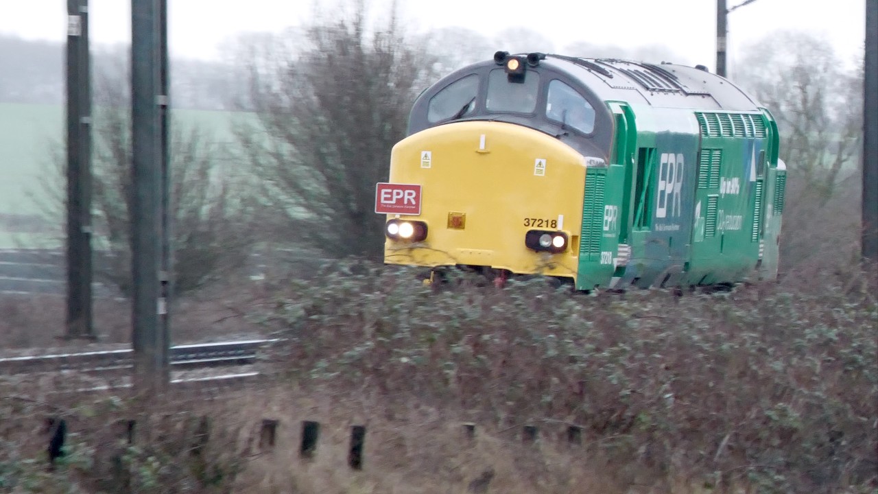 Trains in the rain on Gamston Bank, Retford, 13th February 2026.