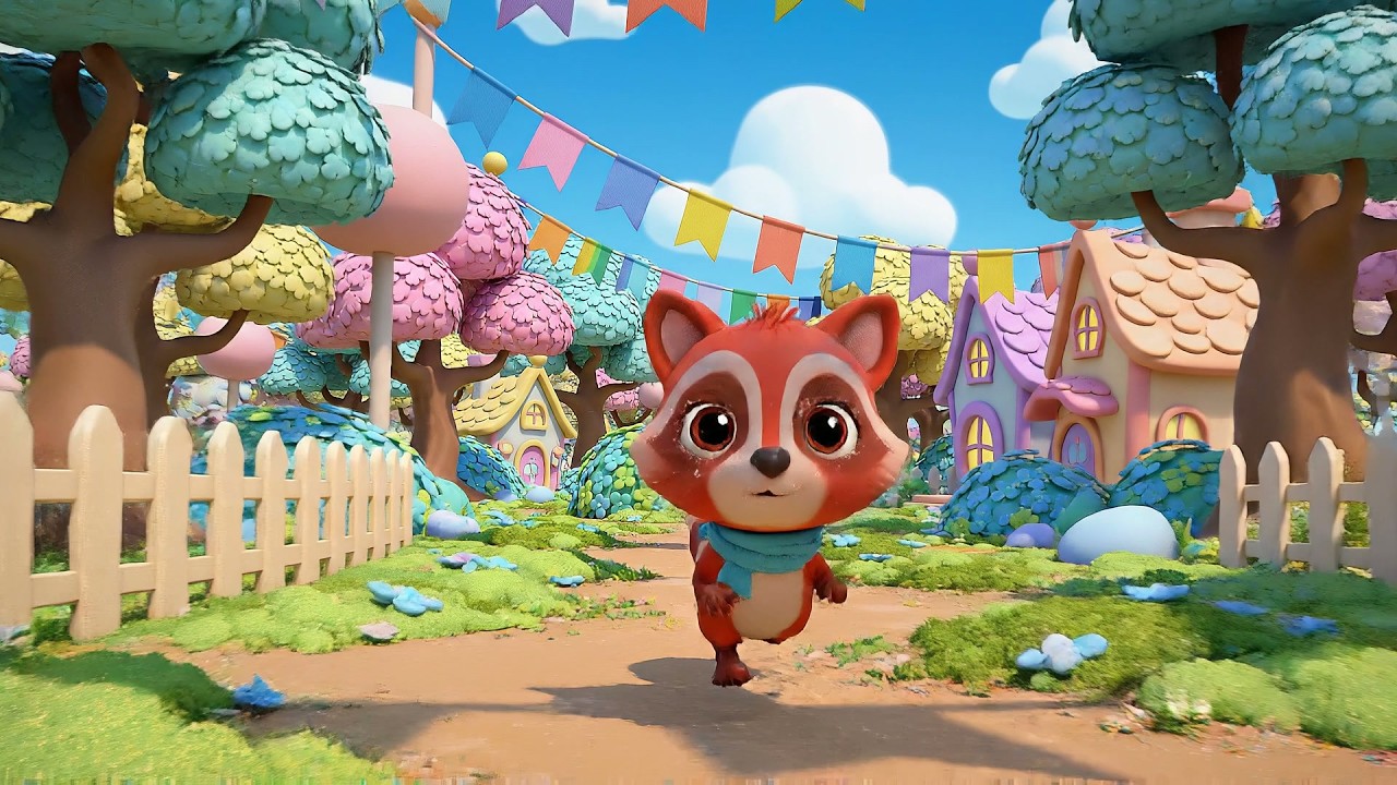 Five Little Raccoons Scamper Scamper Scamper | Fun Forest Animal Song for Kids