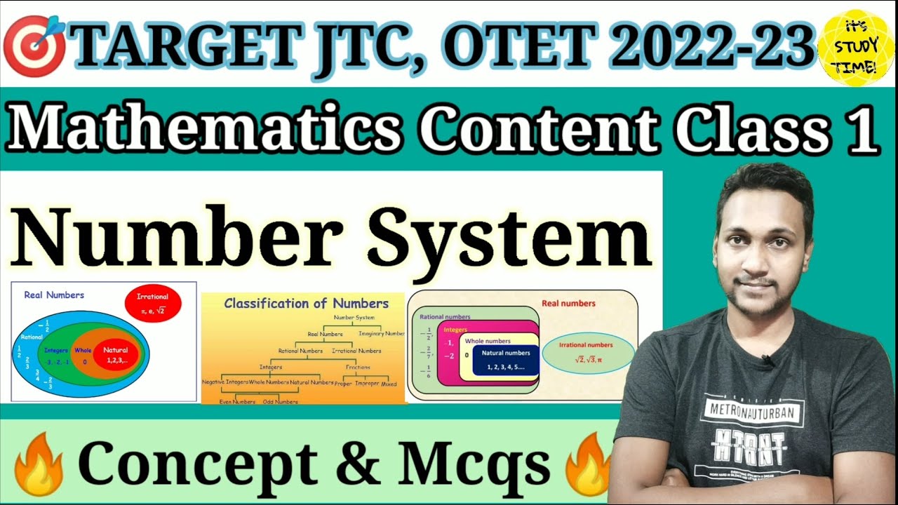 🎯OTET, JTC 2022-23 || Number System || Mathematics Content Class 1 || Real, Integer, Whole, Natural
