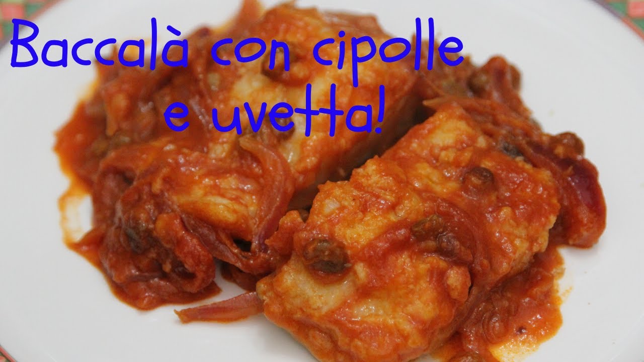 Baccalà con cipolle e uvetta! Delizioso.