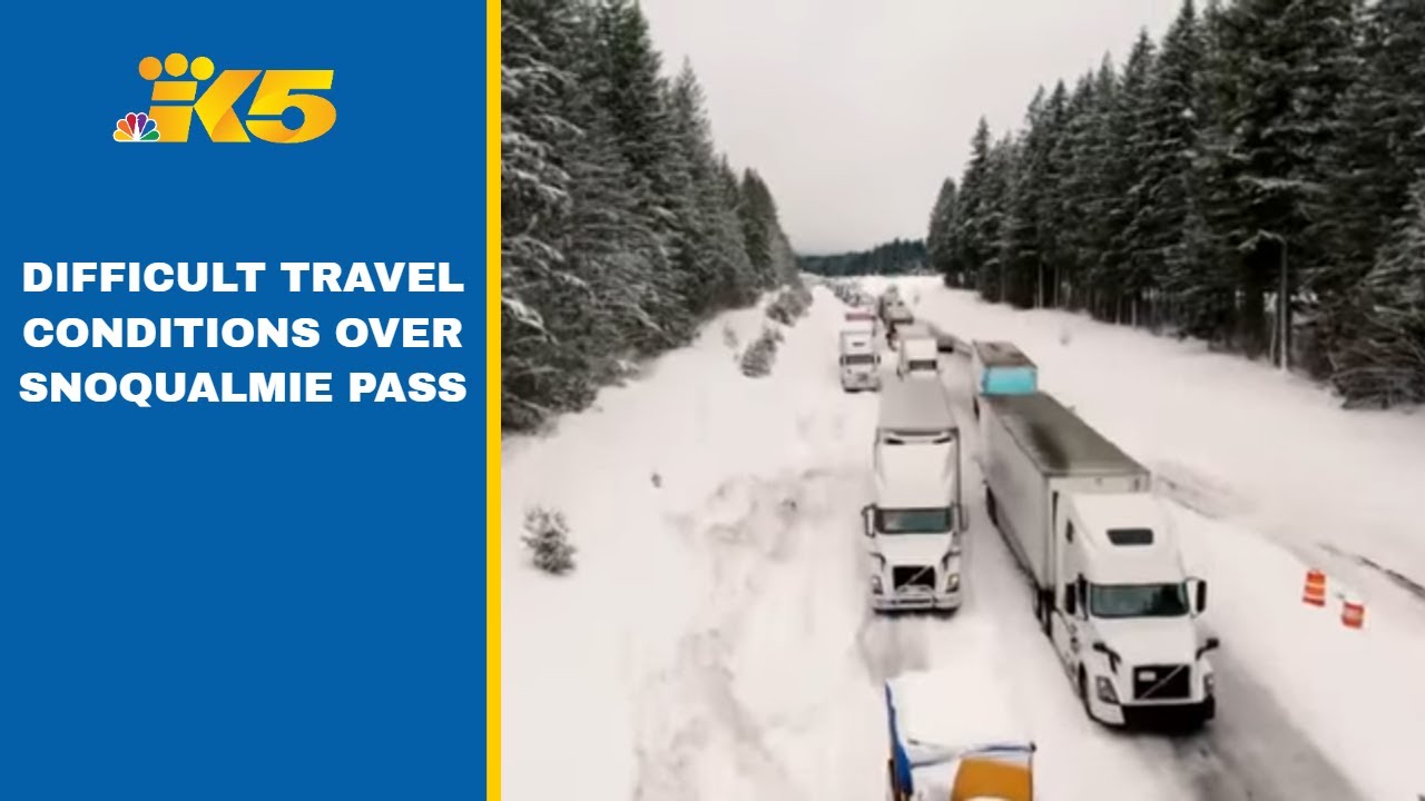 Hazardous conditions at Snoqualmie Pass following heavy snow