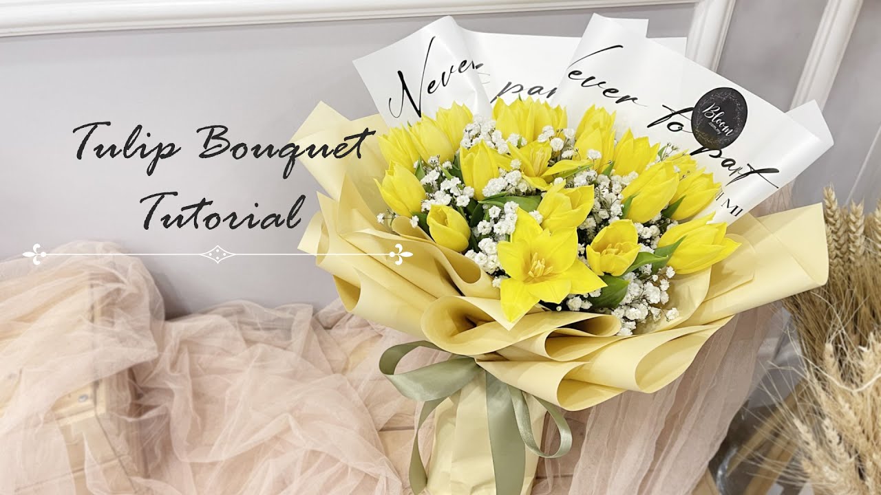 How To Wrap Tulip Hand Bouquet ​|| Flower Bouquet Wrapping Technique & Ideas || 螺旋花腳手綁郁金香花束 || 花束包装