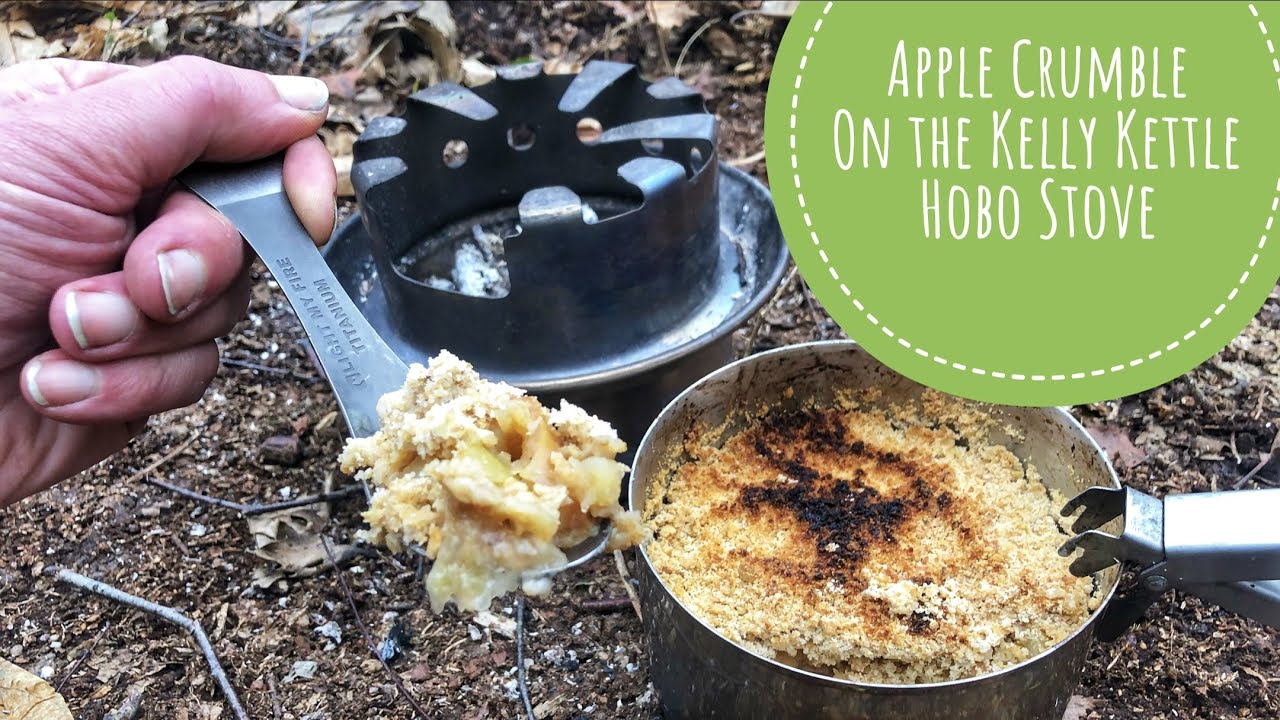 Apple Crumble | How to light a fire using birch bark and a ferro rod | Kelly Kettle Hobo Stove