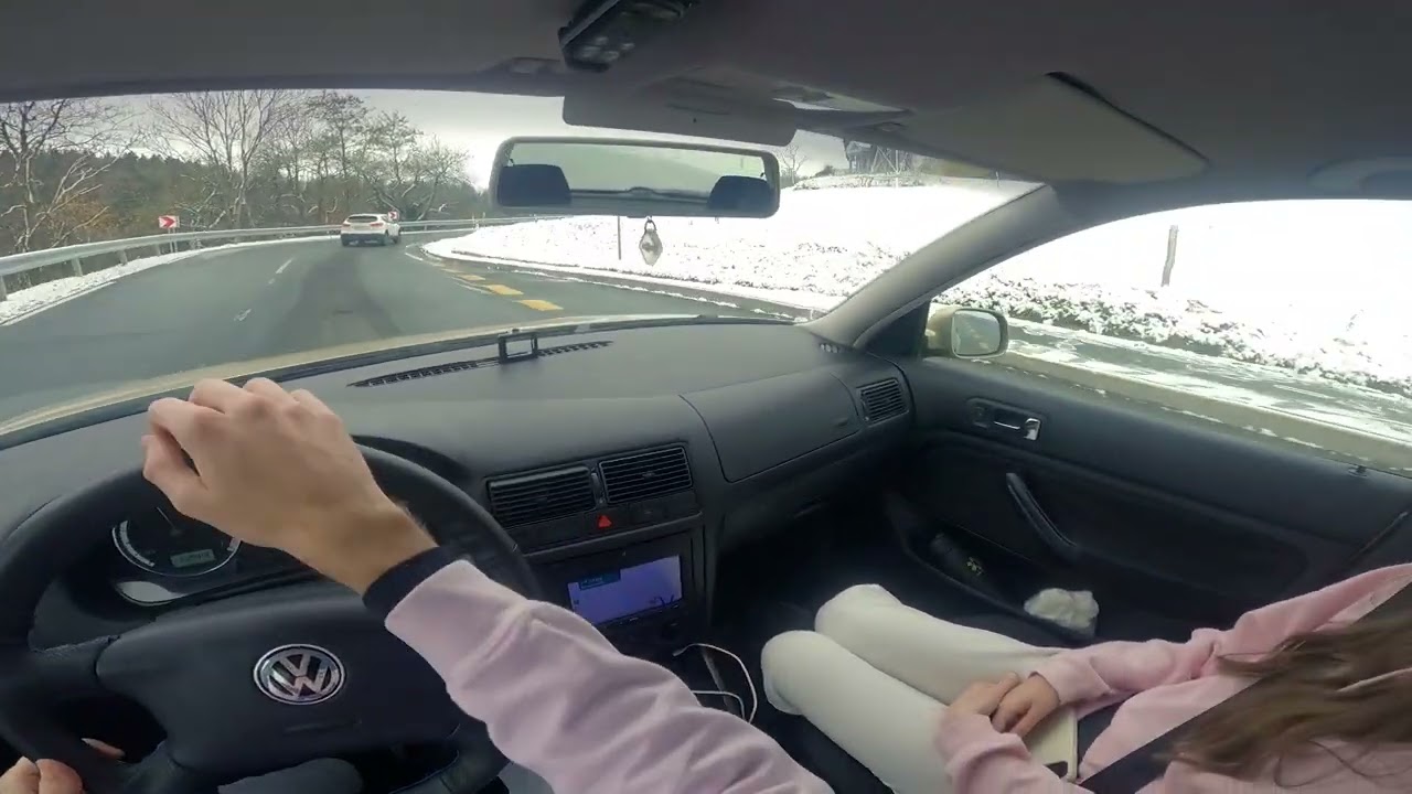 POV snowy mountain road drive | ASMR | Pure Sound | VW Golf Mk4 | GoPro | POV drive