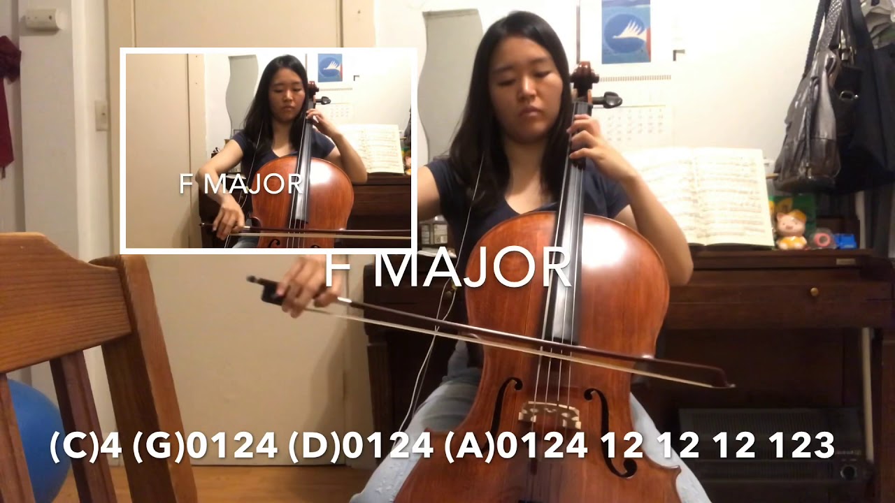F Major Scale 3 Octaves on the Cello (+2nd cello) Tuning: 440 Hz