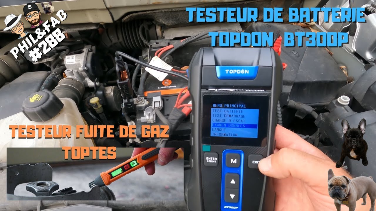 TESTEUR DE BATTERIE TOPDON BT300P  ET  NOUVEAU TESTEUR DE GAZ TOPTES PT177 👍