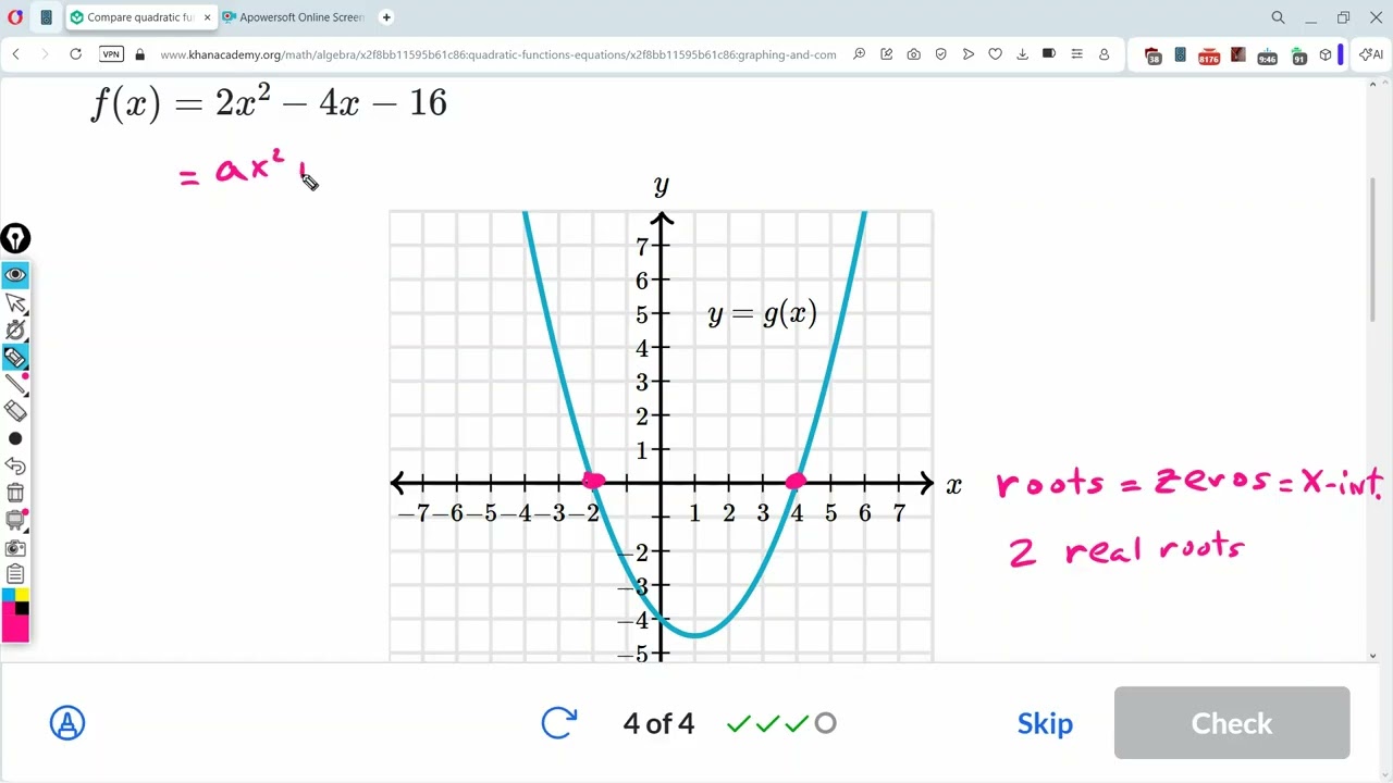 Compare quadratic functions : Khan Academy : Algebra 1