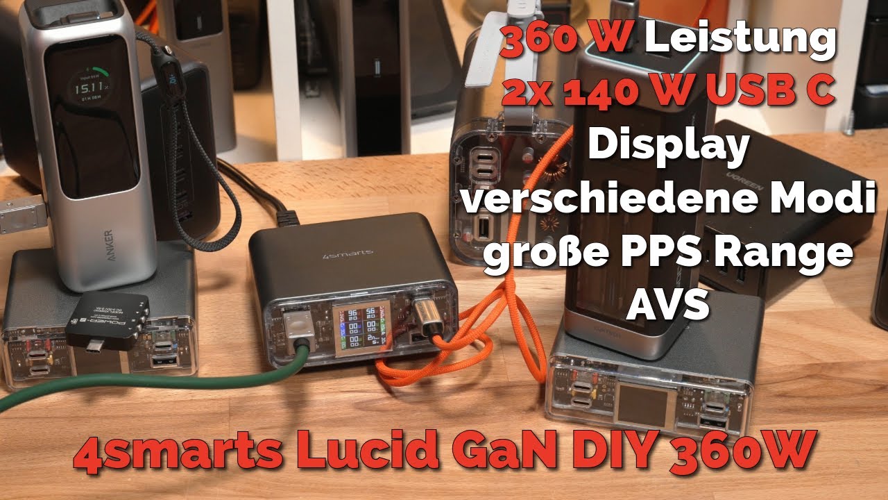 360W Power! 2x 140W, Display, verschiedene Modi, PPS und AVS, 4smarts Lucid GaN DIY 360W Test