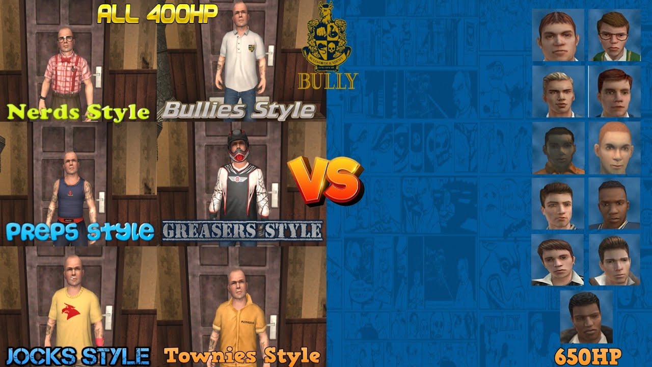 Bully SE: 6x Jimmy NPC's VS All Leaders (Norton BHP) + Russell (Full HD)