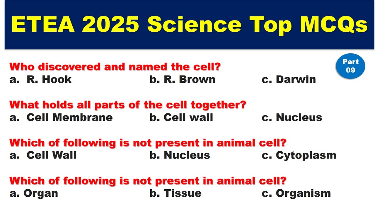 ETEA 2025 | Science MCQs Solved | Past Papers for PST, CT, TT, PET, DM, SST | Part 9 | Must Watch