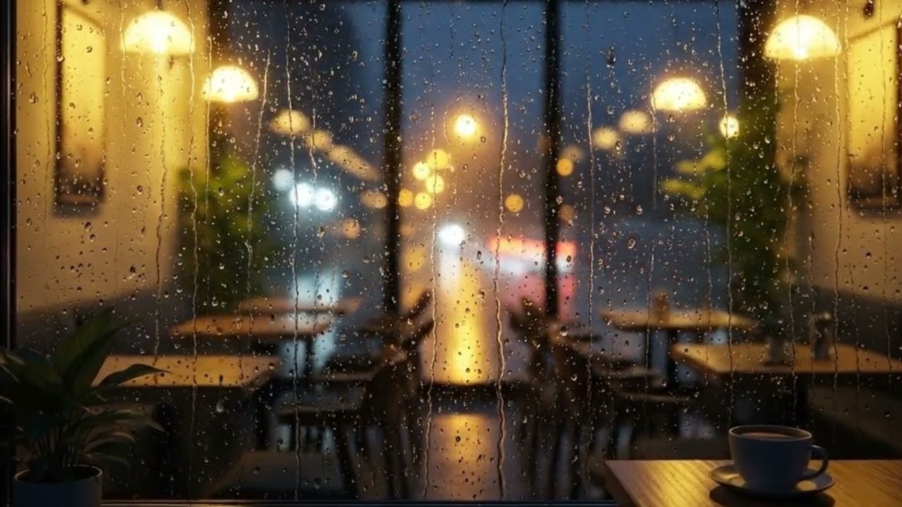 Cozy Coffee Shop in the Rain ☕ Night Lofi for Focus & Sleep