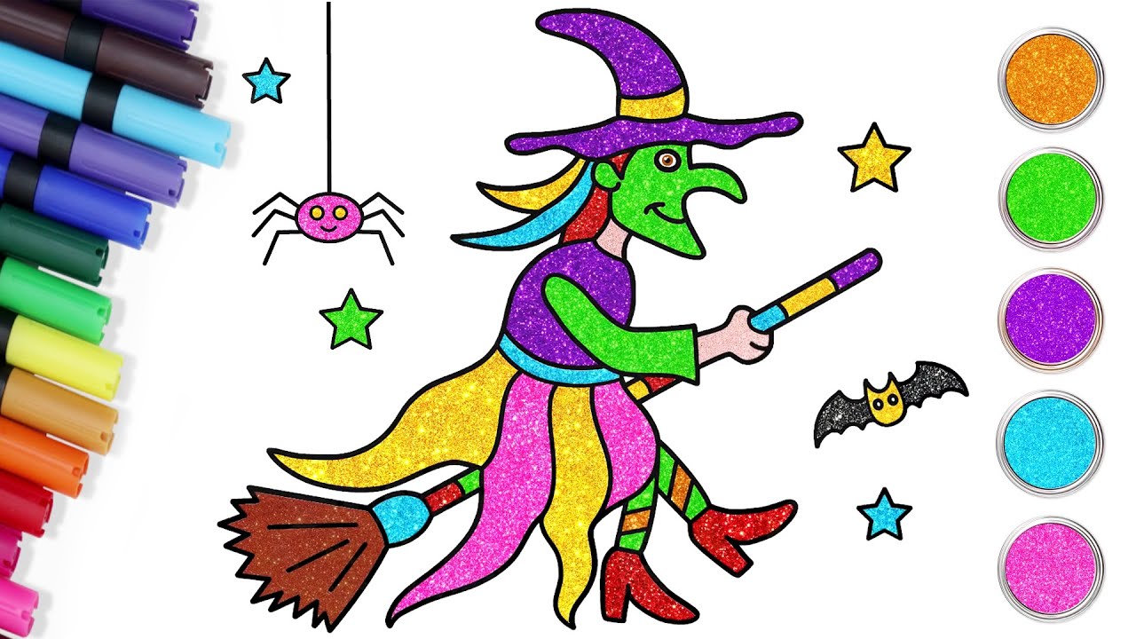 How To Draw A Witch🧙| Drawing and Coloring for Kids | Chiki Art | HooplaKidz How To