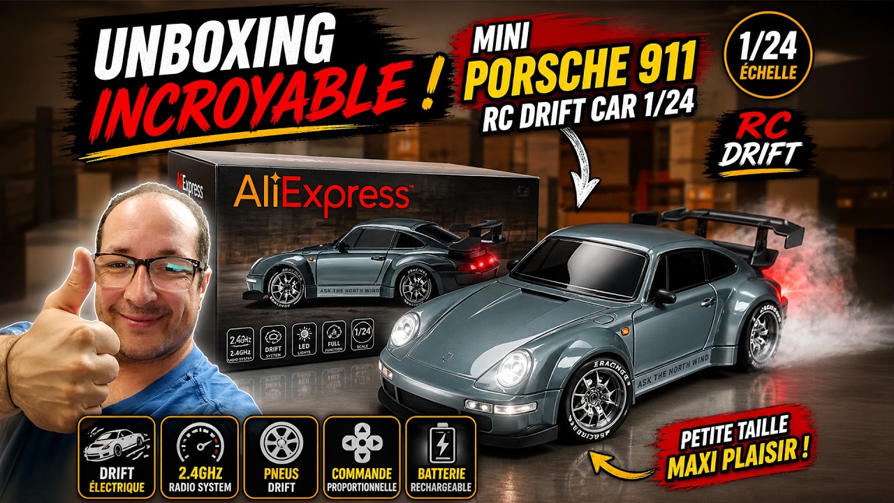 Unboxing INCROYABLE : Mini Porsche 911 RC Drift Car 1/24 ASMR ( aliexpress )