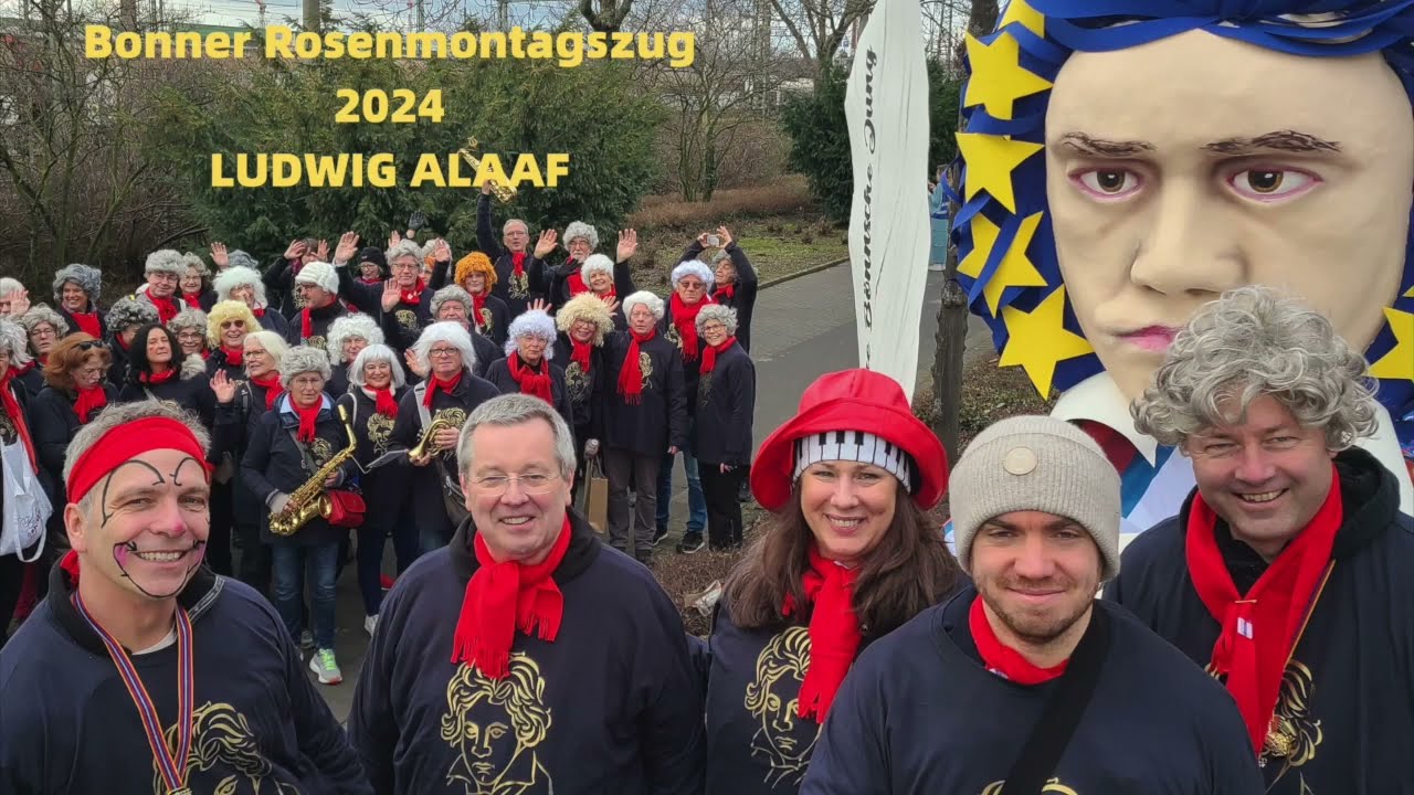 Bonner Rosenmontagszug 2024: Beethoven vor dem Bonner Rathaus