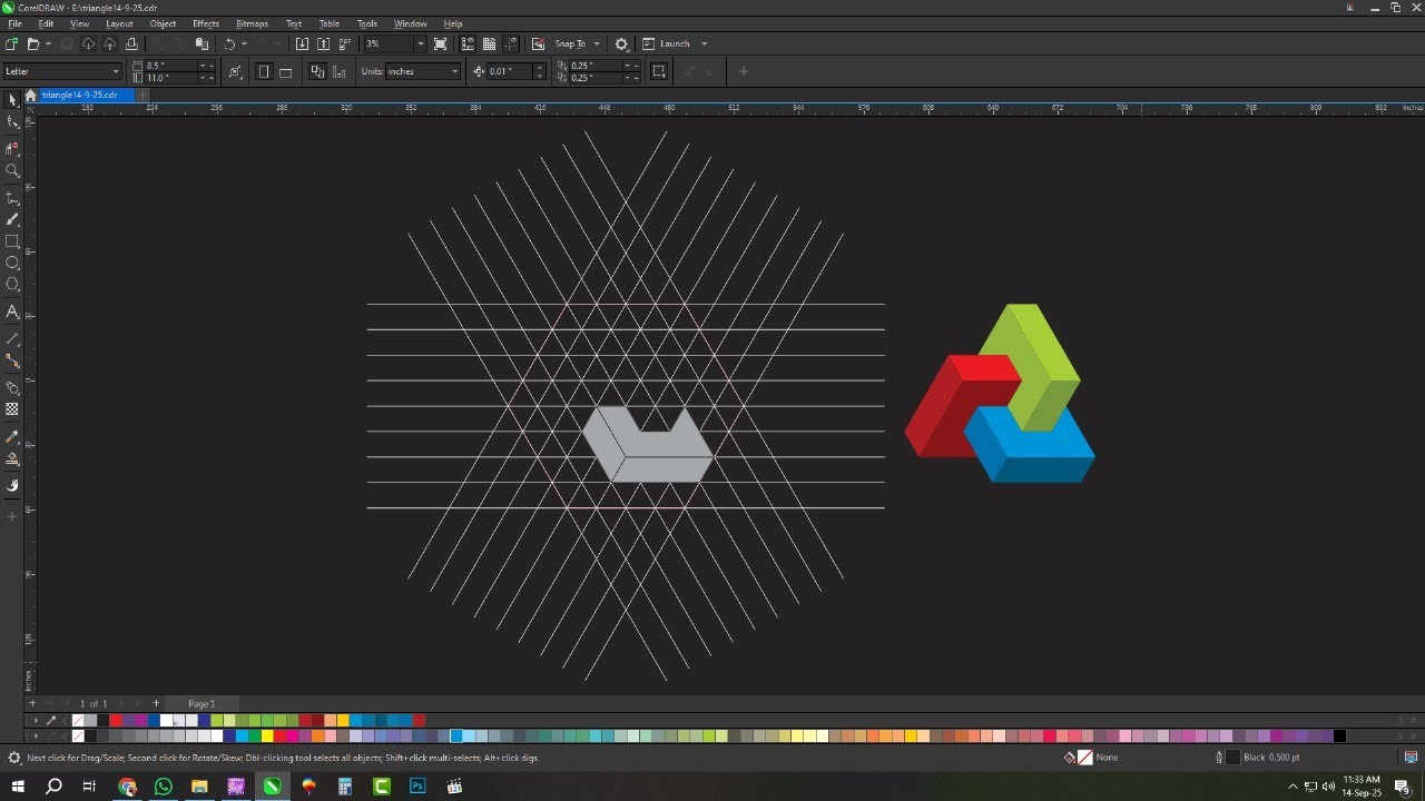 3d geometric | logo design in coreldraw | triangle | corel draw | photo shop | design