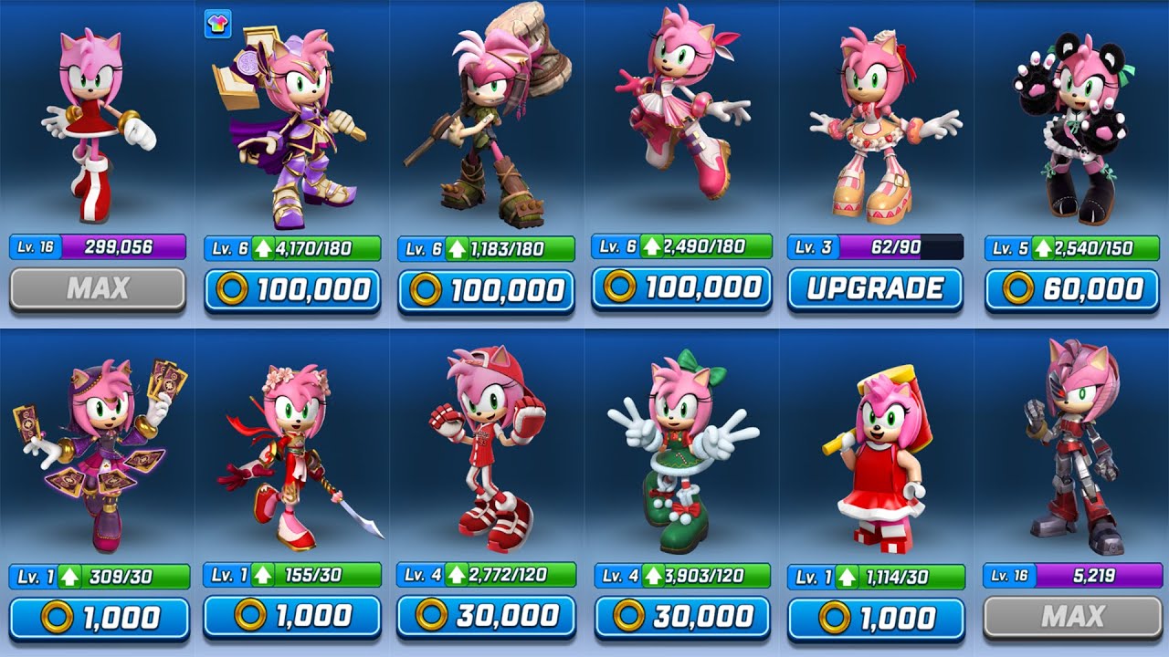 Sonic Forces Speed battle - All 12 Amy the Rose Characters (android, ios) Gameplay