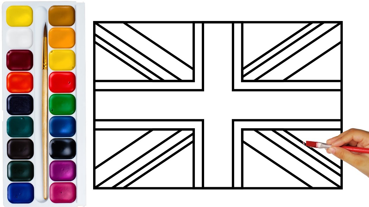 How to draw a UK Flag | Drawing and Coloring | Watercolor Painting for kids